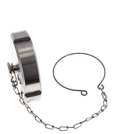 Hutmutter Rd78 X 1/6'' DN 50 Edelstahl 1.4404 NBR DIN 11851 FDA 21 mit Kette