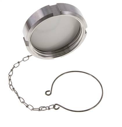 Hutmutter Rd78 X 1/6'' DN 50 Edelstahl 1.4404 NBR DIN 11851 FDA 21 mit Kette