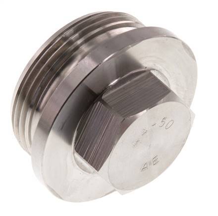Stopfen G1 1/2'' Edelstahl mit Manschette und Außensechskant 40bar (562.0psi)