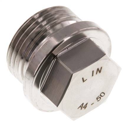 Stopfen G1'' aus Edelstahl mit Manschette und Außensechskant 40bar (562.0psi)