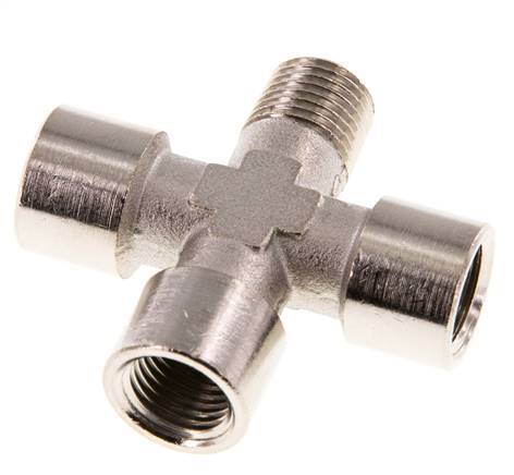 Cross Fitting R1/4'' Male - G1/4'' Female Nickel plated Brass 16 bar (224.8 psi)