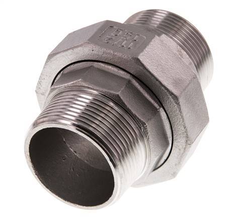 Gerade Verschraubung R1 1/2'' Edelstahl Flachdichtung PTFE 16bar (224.8psi)
