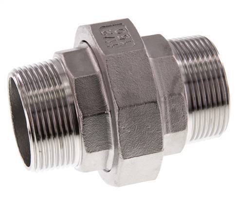 Gerade Verschraubung R1 1/2'' Edelstahl Flachdichtung PTFE 16bar (224.8psi)