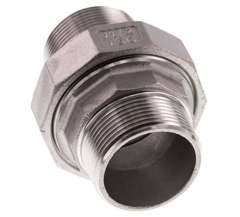 Gerade Verschraubung R1 1/2'' Edelstahl Flachdichtung PTFE 16bar (224.8psi)