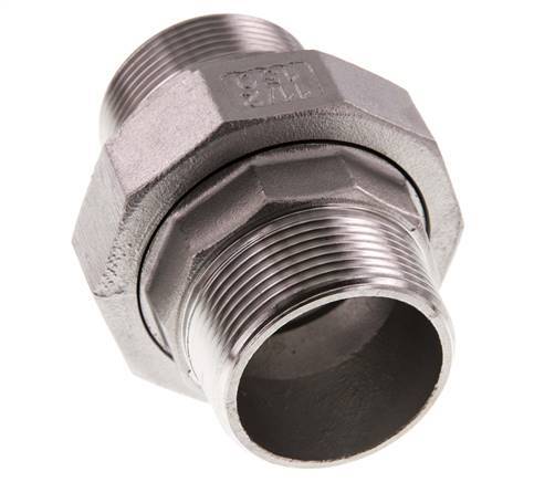 Gerade Verschraubung R1 1/2'' Edelstahl Flachdichtung PTFE 16bar (224.8psi)