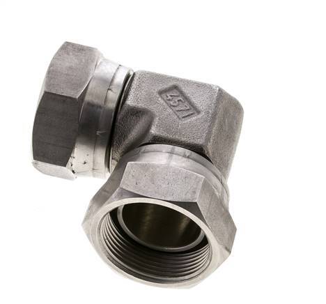 90deg Angled Fitting G1 1/2'' Female High Pressure Stainless Steel 60° Cone 125bar (1756.25psi) Hydraulic