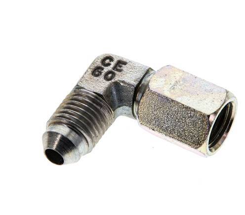 90 Grad JIC-Winkelfitting UNF 7/16''-20 Außengewinde x Innengewinde Stahl 310 bar (4355,5 psi)