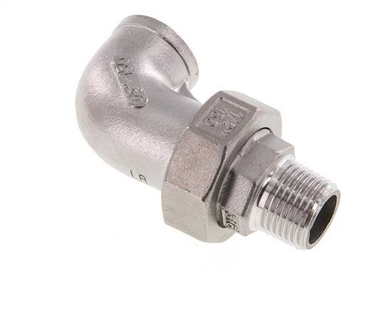 90 Grad abgewinkelter Anschluss 1/2'' Außengewinde R x Innengewinde Rp Edelstahl konische Dichtung 16bar (224.8psi)