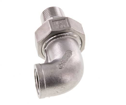 90 Grad abgewinkelter Anschluss 1/2'' Außengewinde R x Innengewinde Rp Edelstahl konische Dichtung 16bar (224.8psi)
