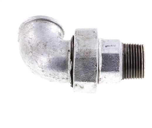90 Grad abgewinkeltes Verbindungsstück 1'' Außengewinde R x Innengewinde Rp Gusseisen konische Dichtung 25bar (351.25psi)