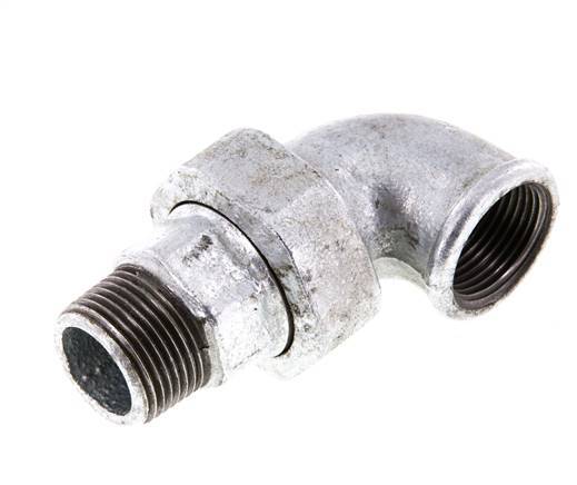 90 Grad abgewinkeltes Verbindungsstück 1'' Außengewinde R x Innengewinde Rp Gusseisen konische Dichtung 25bar (351.25psi)