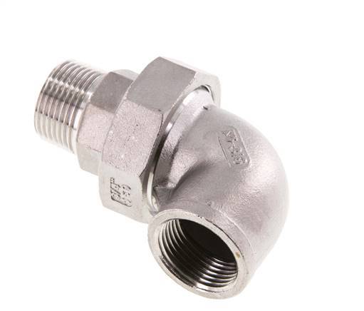 90 Grad abgewinkeltes Verbindungsstück 3/4'' Außengewinde R x Innengewinde Rp Edelstahl konische Dichtung 16bar (224.8psi)