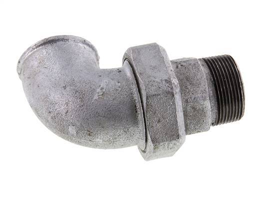 90 Grad abgewinkeltes Verbindungsstück 1 1/2'' Männlich R x Weiblich Rp Gusseisen Konische Dichtung 25bar (351.25psi)
