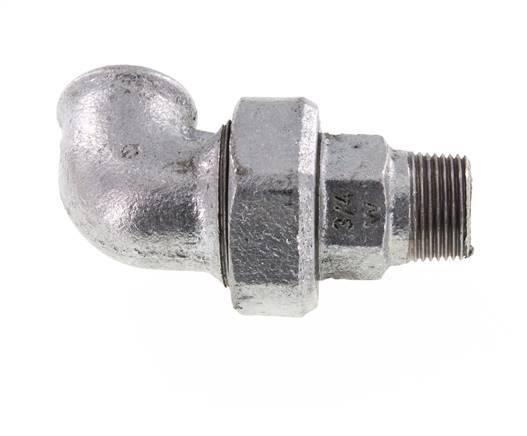 90 Grad abgewinkelter Anschluss 3/4'' Außengewinde R x Innengewinde Rp Gusseisen Konische Dichtung 25bar (351.25psi)
