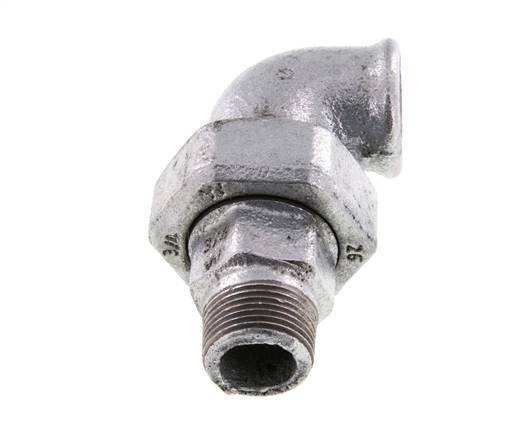 90 Grad abgewinkelter Anschluss 3/4'' Außengewinde R x Innengewinde Rp Gusseisen Konische Dichtung 25bar (351.25psi)
