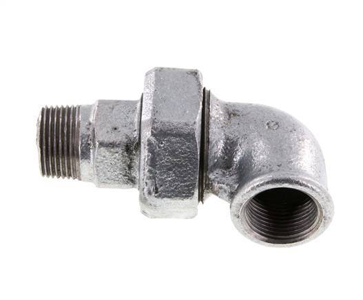 90 Grad abgewinkelter Anschluss 3/4'' Außengewinde R x Innengewinde Rp Gusseisen Konische Dichtung 25bar (351.25psi)