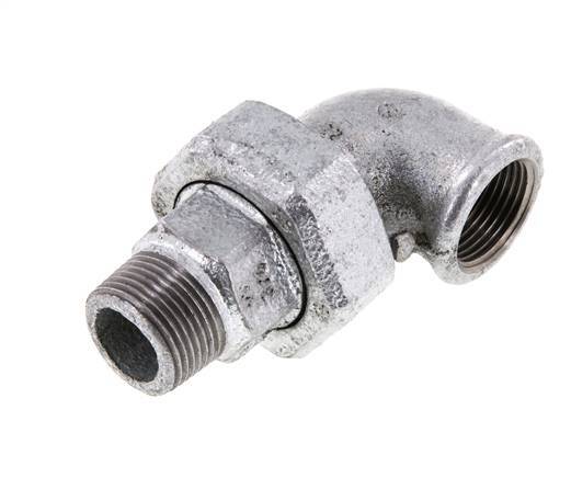 90 Grad abgewinkelter Verschraubungsstutzen 3/4'' Außengewinde R x Innengewinde Rp Gusseisen Flachdichtung Centellen 25bar (351.25psi)