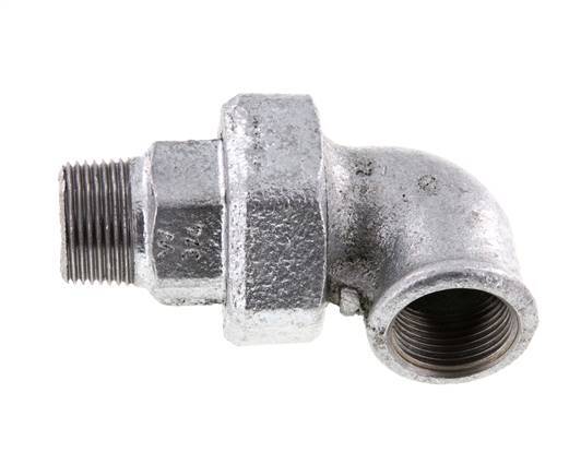 90 Grad abgewinkelter Verschraubungsstutzen 3/4'' Außengewinde R x Innengewinde Rp Gusseisen Flachdichtung Centellen 25bar (351.25psi)