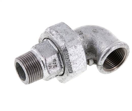 90 Grad abgewinkelter Verschraubungsstutzen 3/4'' Außengewinde R x Innengewinde Rp Gusseisen Flachdichtung Centellen 25bar (351.25psi)