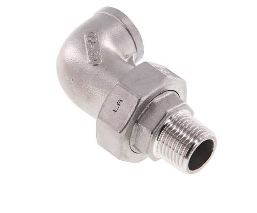 90 Grad abgewinkelter Verschraubungsstutzen 1/2'' Außengewinde R x Innengewinde Rp Edelstahl Flachdichtung PTFE 16bar (224.8psi)