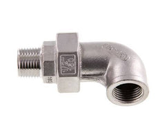 90 Grad abgewinkelter Verschraubungsstutzen 1/2'' Außengewinde R x Innengewinde Rp Edelstahl Flachdichtung PTFE 16bar (224.8psi)