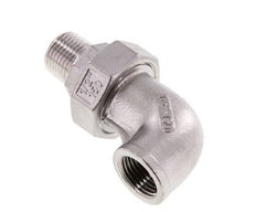 90 Grad abgewinkelter Verschraubungsstutzen 1/2'' Außengewinde R x Innengewinde Rp Edelstahl Flachdichtung PTFE 16bar (224.8psi)