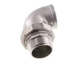 90 Grad abgewinkelter Verschraubungsanschluss 2'' Außengewinde R x Innengewinde Rp Edelstahl Flachdichtung PTFE 16bar (224.8psi)
