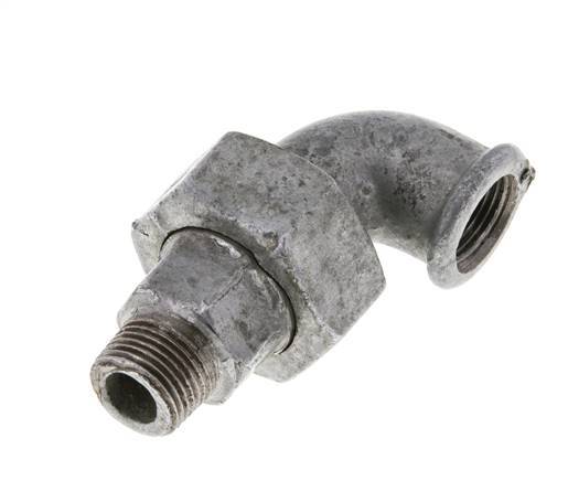 90 Grad abgewinkelte Verschraubung 3/8'' Male R x Female Rp Cast Iron Flat Seal Centellen 25bar (351.25psi)