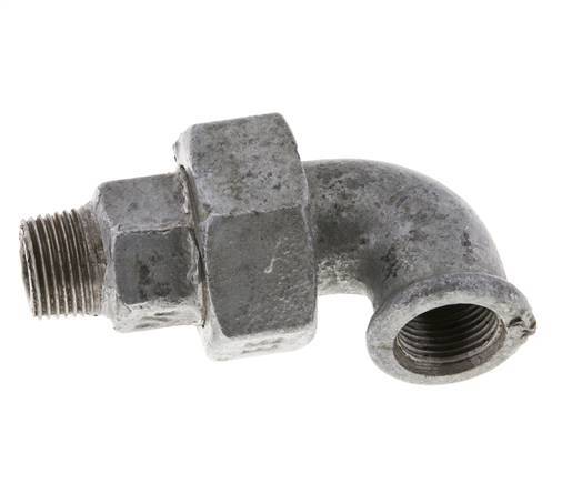 90 Grad abgewinkelte Verschraubung 3/8'' Male R x Female Rp Cast Iron Flat Seal Centellen 25bar (351.25psi)