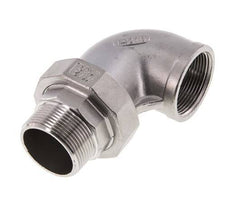 90 Grad abgewinkelter Verschraubungsanschluss 1 1/4'' Außengewinde R x Innengewinde Rp Edelstahl Flachdichtung PTFE 16bar (224.8psi)