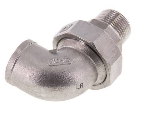90 Grad abgewinkelter Verschraubungsstutzen 3/4'' Außengewinde R x Innengewinde Rp Edelstahl Flachdichtung PTFE 16bar (224.8psi)