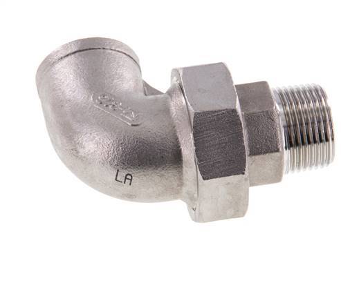 90 Grad abgewinkelter Verschraubungsstutzen 3/4'' Außengewinde R x Innengewinde Rp Edelstahl Flachdichtung PTFE 16bar (224.8psi)