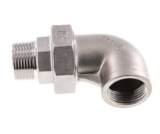 90 Grad abgewinkelter Verschraubungsanschluss 1'' Außengewinde R x Innengewinde Rp Edelstahl Flachdichtung PTFE 16bar (224.8psi)