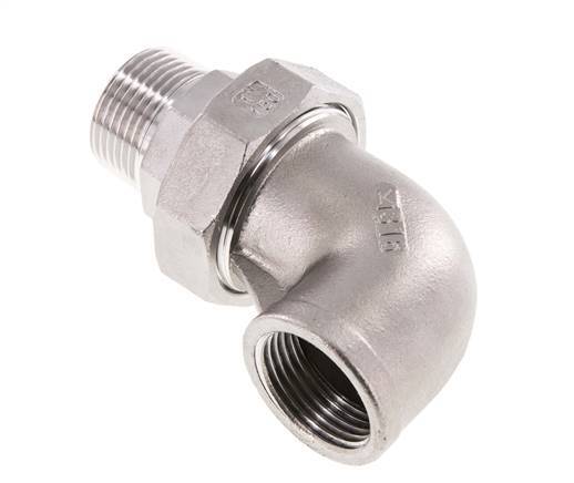 90 Grad abgewinkelter Verschraubungsanschluss 1'' Außengewinde R x Innengewinde Rp Edelstahl Flachdichtung PTFE 16bar (224.8psi)