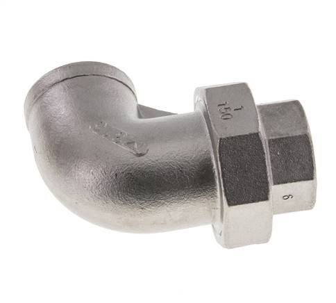 90Grad abgewinkelter Verschraubungsanschluss Rp1'' Weiblich Edelstahl Flachdichtung PTFE 16bar (224.8psi)