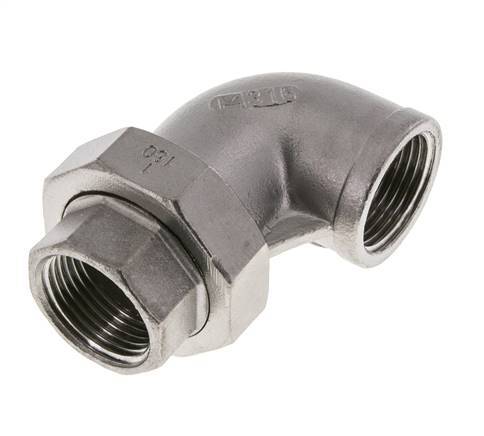 90Grad abgewinkelter Verschraubungsanschluss Rp1'' Weiblich Edelstahl Flachdichtung PTFE 16bar (224.8psi)