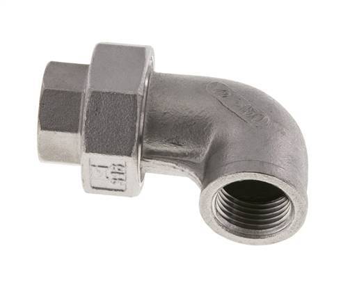 90Grad abgewinkelter Verschraubungsanschluss Rp1/2'' Weiblich Edelstahl Flachdichtung PTFE 16bar (224.8psi)
