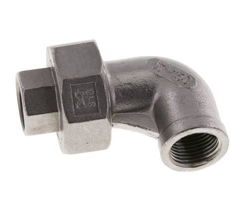 90Grad abgewinkelter Verschraubungsanschluss Rp3/8'' Innengewinde Edelstahl Flachdichtung PTFE 16bar (224.8psi)