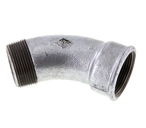 Winkelverschraubung 45° R1 1/2'' Außengewinde x Rp1 1/2'' Innengewinde Gusseisen 25bar (351.25psi)