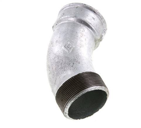 Winkelverschraubung 45° R2 1/2'' Außengewinde x Rp2 1/2'' Innengewinde Gusseisen 25bar (351.25psi)