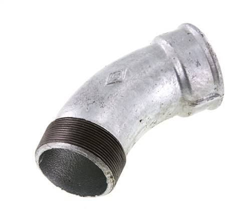 Winkelverschraubung 45° R2 1/2'' Außengewinde x Rp2 1/2'' Innengewinde Gusseisen 25bar (351.25psi)