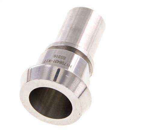 DIN 11851 Sanitärarmatur (Molkerei) 44mm Konus x 1 Zoll (25 mm) Schlauchsäule Edelstahl Sicherheitsmanschette