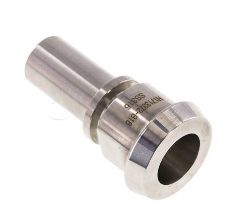 DIN 11851 Sanitärarmatur (Molkerei) 36mm Konus x 3/4 Zoll (19 mm) Schlauchsäule Edelstahl Sicherheitsmanschette