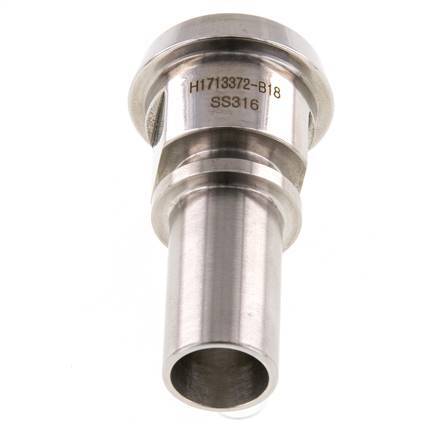 DIN 11851 Sanitärarmatur (Molkerei) 36mm Konus x 3/4 Zoll (19 mm) Schlauchsäule Edelstahl Sicherheitsmanschette
