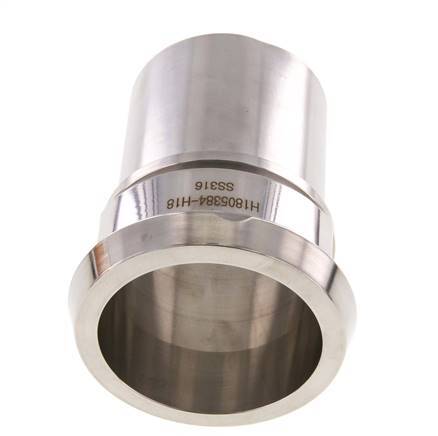 DIN 11851 Sanitärarmatur (Molkerei) 86mm Konus x 2 1/2 Zoll (65 mm) Schlauchsäule Sicherheitsmanschette aus Edelstahl