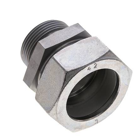 G 1 1/4'' Außengewinde x 42L Verzinkter gerader Schneidring aus Stahl mit FKM-Dichtung 160 bar DIN 2353