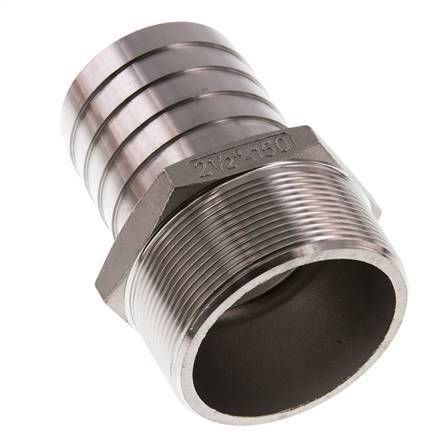 R 2 1/2'' Außengewinde x 60 mm Schlauchanschluss aus Edelstahl 16 bar