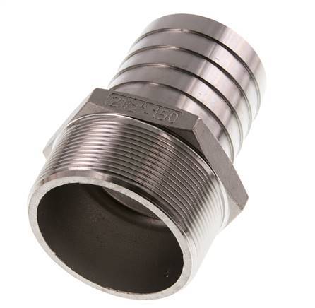 R 2 1/2'' Außengewinde x 60 mm Schlauchanschluss aus Edelstahl 16 bar