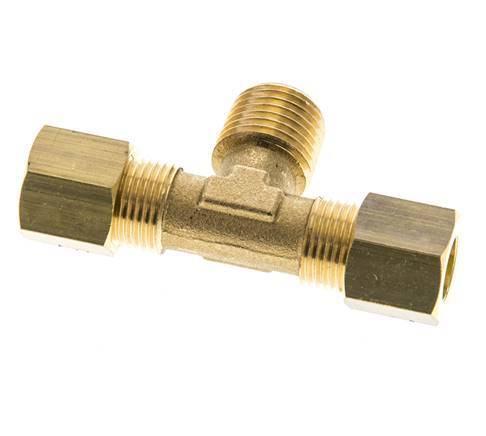 R 1/4'' Außengewinde x 8mm Messing T-Kompressionsverschraubung 135 Bar DIN EN 1254-2