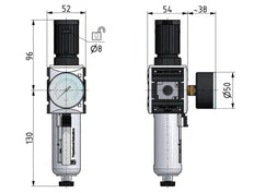 Filter-Regler G1/4'' 2000l/min 0,5-8,0bar/7-116psi Futura 1